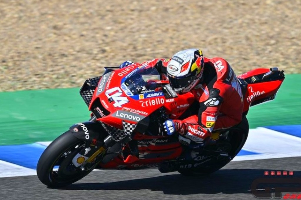 Andrea Dovizioso, satu-satunya rider Ducati yang finish di MotoGP Andalusia. gpone