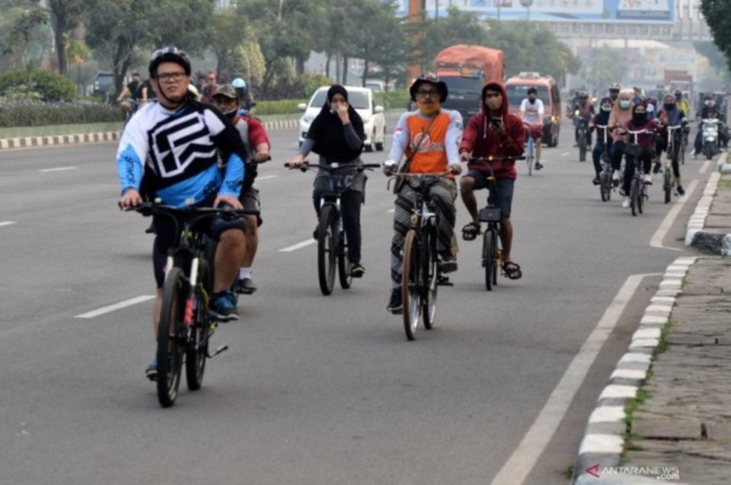 Jumlah pesepeda meningkat di jalan-jalan utama ibukota. dok. antara