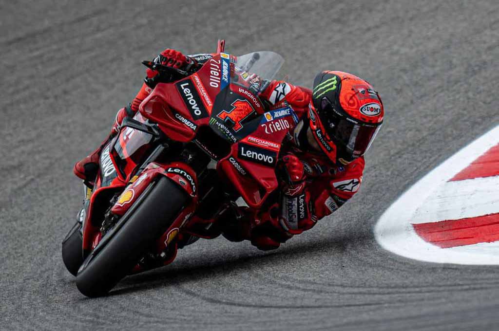 Francesco Bagnaia cetak sejarah kemenangan pertama di Sprint Race MotoGP Portugal 2023. FB