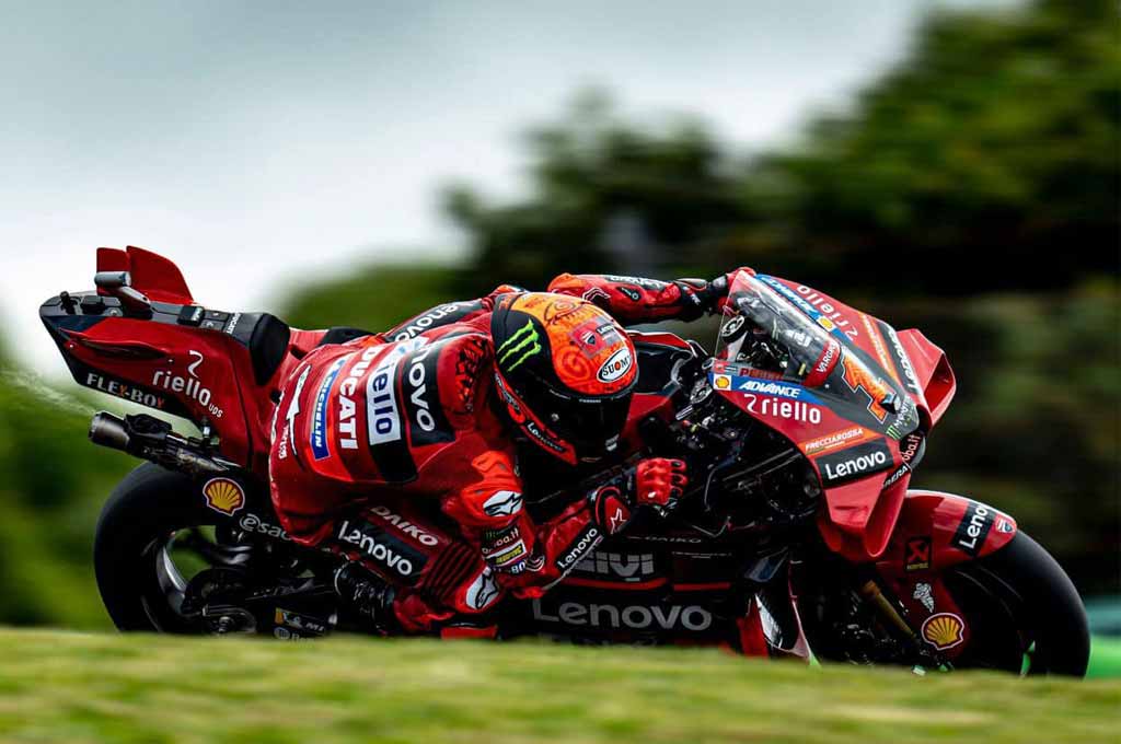 Francesco Bagnaia cetak kemenangan di balapan utama MotoGP Portugal 2023. FB