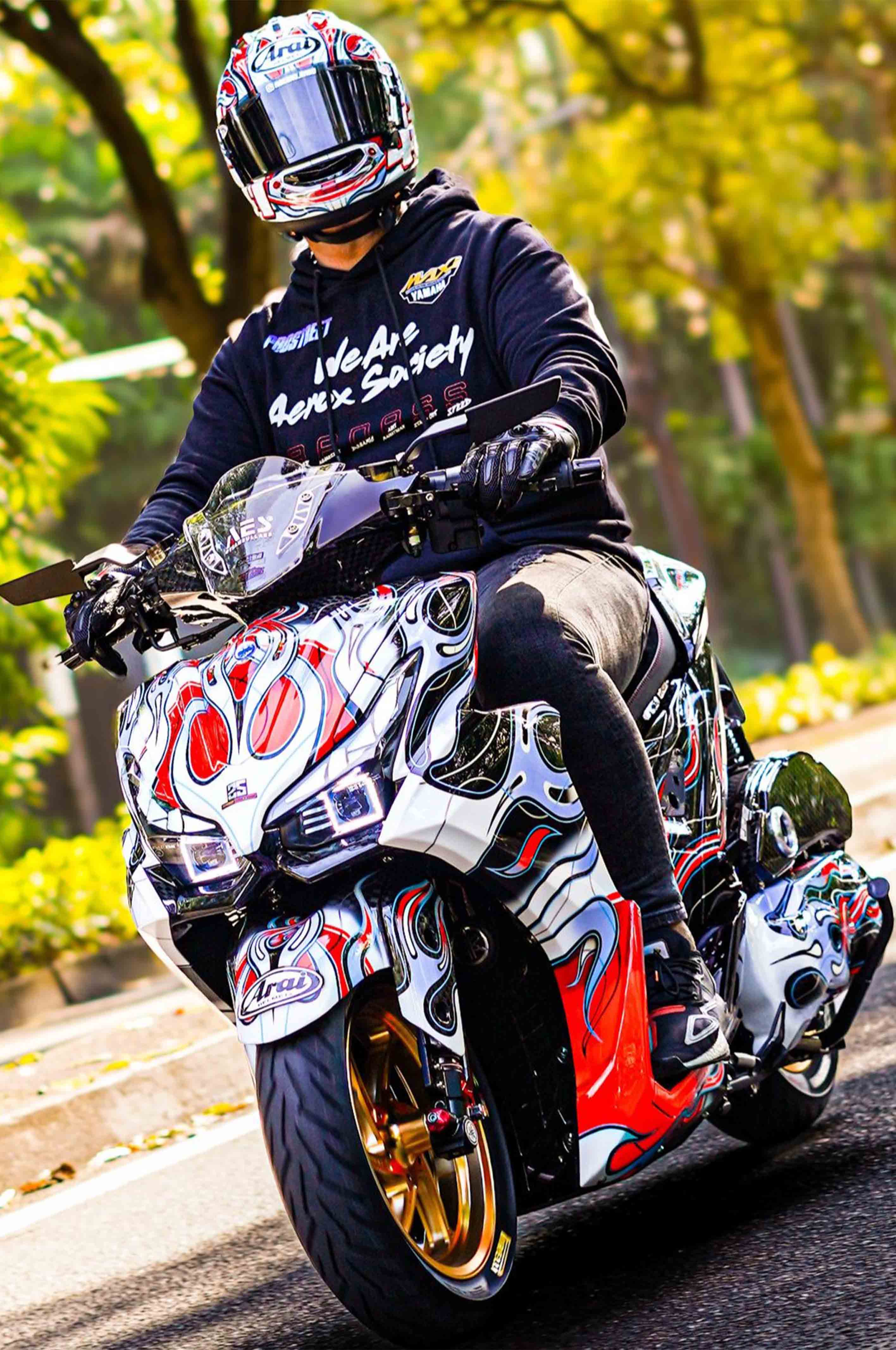 Modifikasi Yamaha Aerox Alpha, Terinspirasi Desain Helm Noriyuki Haga