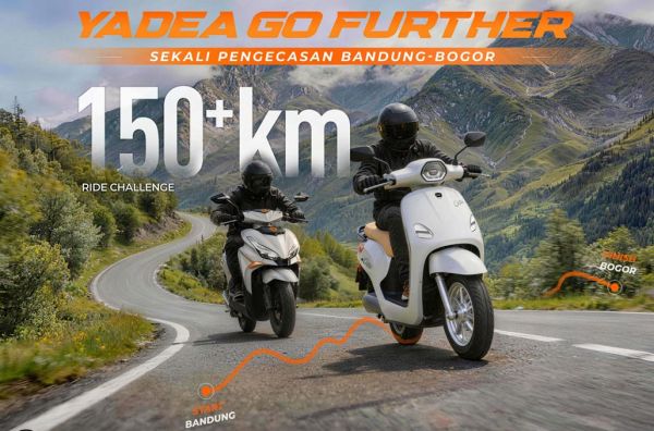 Yadea Osta P dan Velax U Coba Taklukkan Bandung - Bogor 150 Km Dalam Sekali Ngecas 